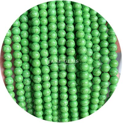 Grosir Howlite Batu Bulat Manik-manik Lolos Kuning Manik-manik Lolos Manik-manik Bulat Spacer untuk pembuatan perhiasan