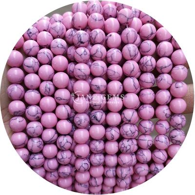 Grosir Howlite Batu Bulat Manik-manik Lolos Kuning Manik-manik Lolos Manik-manik Bulat Spacer untuk pembuatan perhiasan