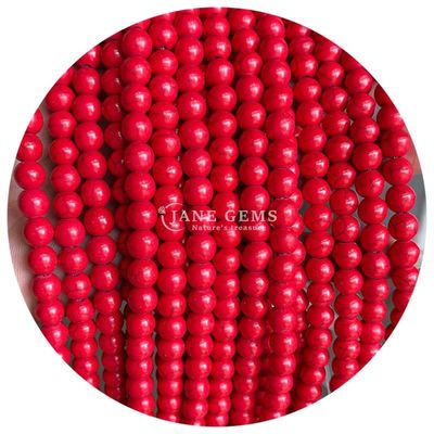 Grosir Howlite Batu Bulat Manik-manik Lolos Kuning Manik-manik Lolos Manik-manik Bulat Spacer untuk pembuatan perhiasan