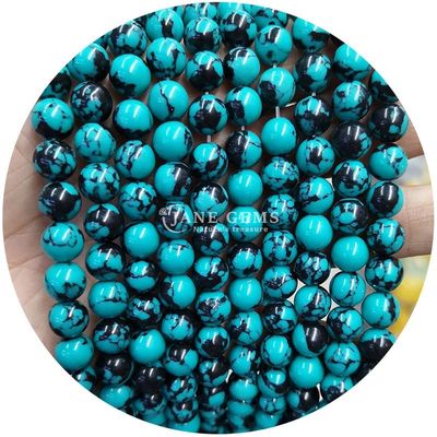 Grosir Howlite Batu Bulat Manik-manik Lolos Kuning Manik-manik Lolos Manik-manik Bulat Spacer untuk pembuatan perhiasan