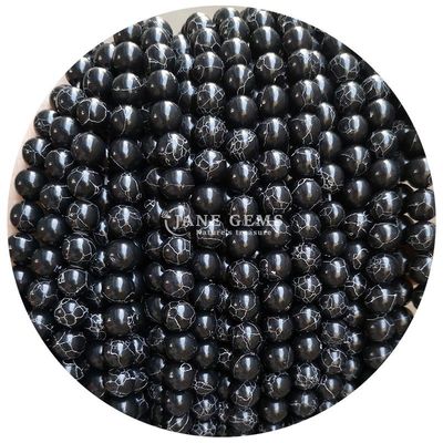 Grosir Howlite Batu Bulat Manik-manik Lolos Kuning Manik-manik Lolos Manik-manik Bulat Spacer untuk pembuatan perhiasan