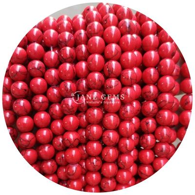 Grosir Howlite Batu Bulat Manik-manik Lolos Kuning Manik-manik Lolos Manik-manik Bulat Spacer untuk pembuatan perhiasan