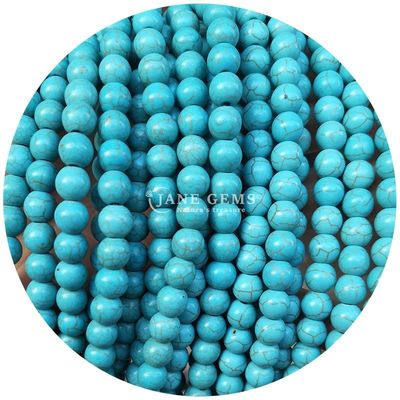 Grosir Howlite Batu Bulat Manik-manik Lolos Kuning Manik-manik Lolos Manik-manik Bulat Spacer untuk pembuatan perhiasan