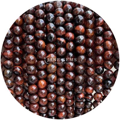 Grosir Batu Alami Batu Bulat 8mm Mata Harimau Mata Harimau Mawar Merah Mata Harimau Merah Mata Harimau Bulat Jarak Untuk Perhiasan