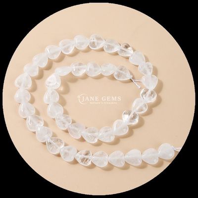White Jade Gold Sandstone Gem Bead Natural Crystal Heart Shape Stone Loose Bead Strands Untuk Gelang