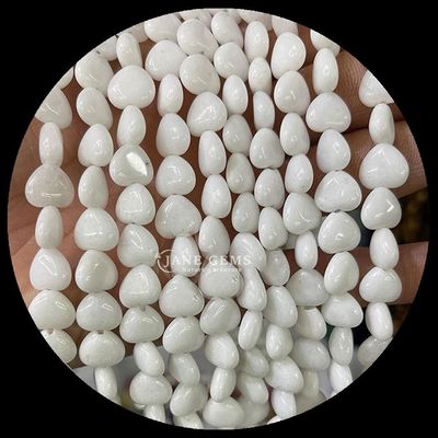 White Jade Gold Sandstone Gem Bead Natural Crystal Heart Shape Stone Loose Bead Strands Untuk Gelang