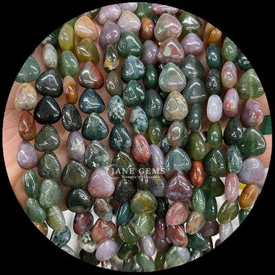 White Jade Gold Sandstone Gem Bead Natural Crystal Heart Shape Stone Loose Bead Strands Untuk Gelang