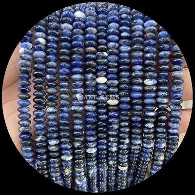 Sodalite Gambar Batu Permata Manik kristal alami UFO Bentuk Batu Lolos Manik Untaian Untuk Gelang