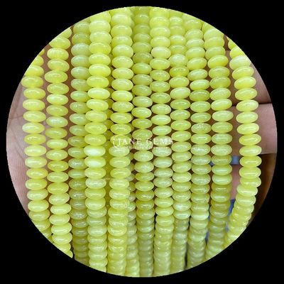 Lemon Jade Amazonite Gem Bead Natural Crystal UFO Bentuk Batu Lolos Bead Strands Untuk Gelang