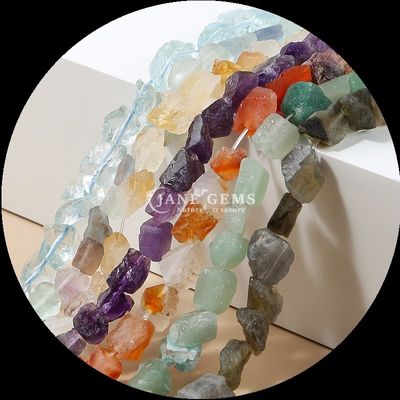 Fluorite Amazonite Gem Bead Natural Crystal Raw Rough Stone Loose Bead Strands Untuk Gelang
