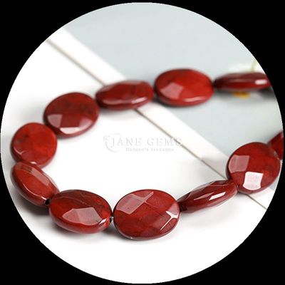 Stylish Indian Agate Batu Jasper Merah Untaian manik-manik longgar Bentuk oval berfacet Batu permata manik-manik