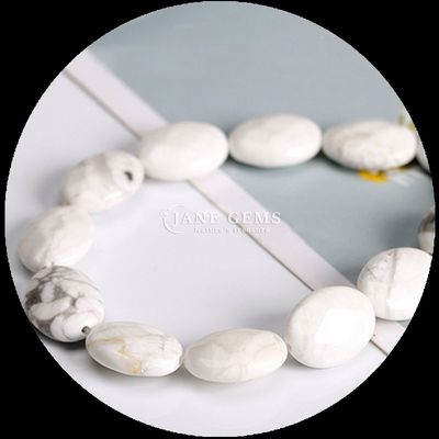 Bentuk oval berfacet Perhiasan manik kristal alami Howlite Snowflake Obsidian Batu Perhiasan longgar Untaian Untuk Gelang