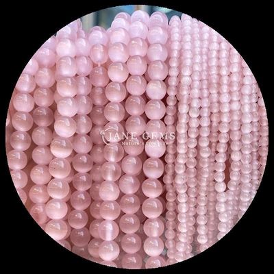 Oranyeu Ungu Kuning Berwarna Bulat Bentuk Mata Kucing Lolos Untaian Manik Ukuran Manik 4mm / 6mm / 8mm / 10mm / 12mm