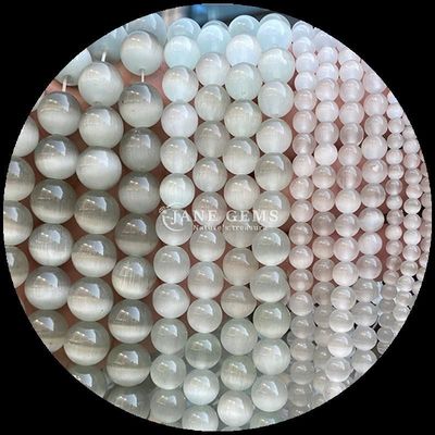 Oranyeu Ungu Kuning Berwarna Bulat Bentuk Mata Kucing Lolos Untaian Manik Ukuran Manik 4mm / 6mm / 8mm / 10mm / 12mm