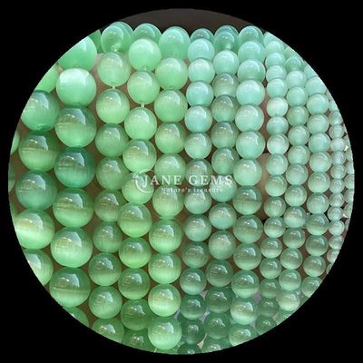 Oranyeu Ungu Kuning Berwarna Bulat Bentuk Mata Kucing Lolos Untaian Manik Ukuran Manik 4mm / 6mm / 8mm / 10mm / 12mm
