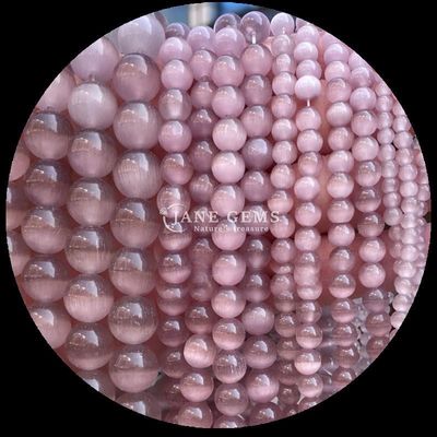 Gold Olive Blue Color Gems Bead Round Shape Cat Eye Loose Bead Strands untuk Perhiasan buatan tangan