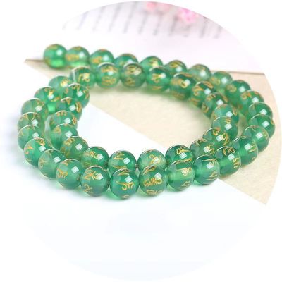Six Character Mantra Agate Loose Beads Batu Penyembuhan Spiritual Untuk Membuat Barang DIY