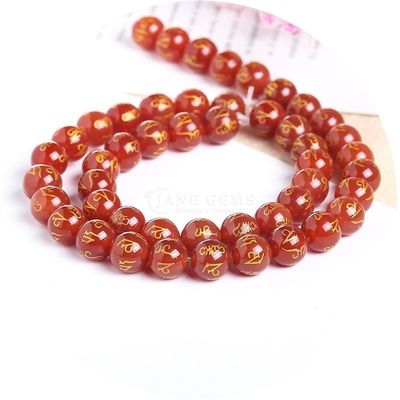 Six Character Mantra Agate Loose Beads Batu Penyembuhan Spiritual Untuk Membuat Barang DIY