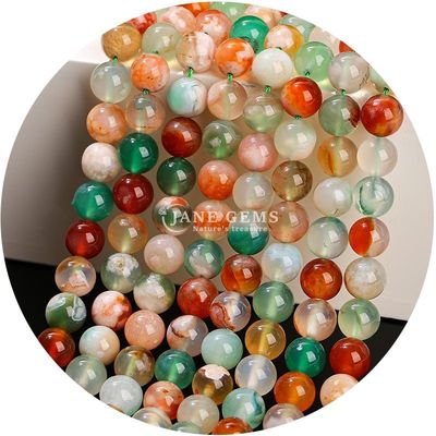Natural Round Smooth Mix Agate Loose Beads Strand Untuk DIY Perhiasan & Kerajinan Makin