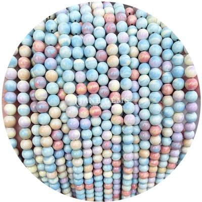 Batu Agates alami manik-manik halus bulat longgar manik-manik spacer untuk perhiasan membuat gelang DIY