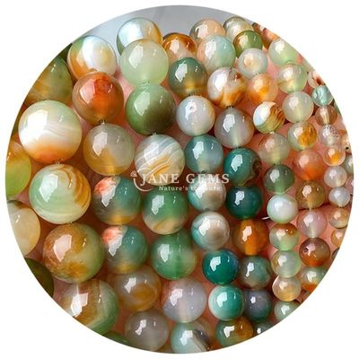 Batu Agates alami manik-manik halus bulat longgar manik-manik spacer untuk perhiasan membuat gelang DIY