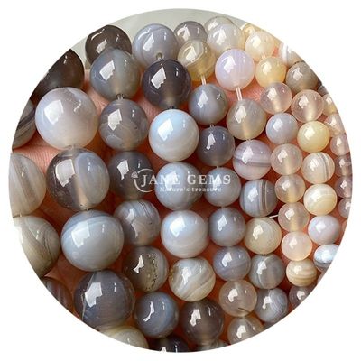 Batu Agates alami manik-manik halus bulat longgar manik-manik spacer untuk perhiasan membuat gelang DIY