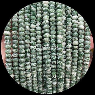 Indian Agate Green Dot Natural Gemstone Bead Strands Natural Gemstone Faceted Abacus Beads untuk Hadiah Khusus