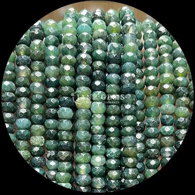 Indian Agate Green Dot Natural Gemstone Bead Strands Natural Gemstone Faceted Abacus Beads untuk Hadiah Khusus