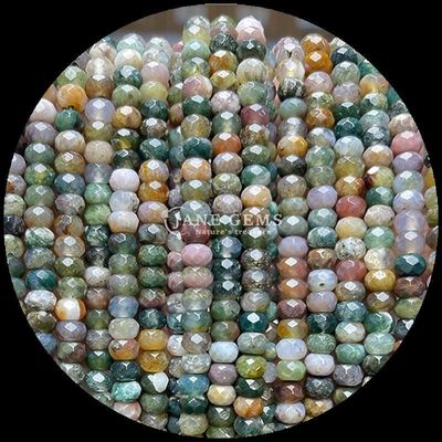 Indian Agate Green Dot Natural Gemstone Bead Strands Natural Gemstone Faceted Abacus Beads untuk Hadiah Khusus