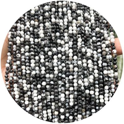 Energi penyembuhan Batu Semi-hargiah Lempar bulat Lolos manik-manik Zebra Jasper Manik-manik alami Untaian Untuk DIY