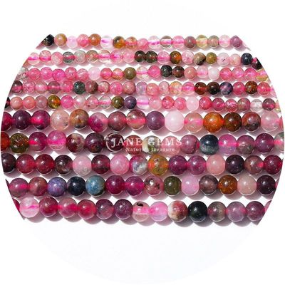 Batu Semi-Harmawan Citrine Tourmaline Healing Lolos Bundar Untaian Manik Untuk Membuat Hadiah Ulang Tahun