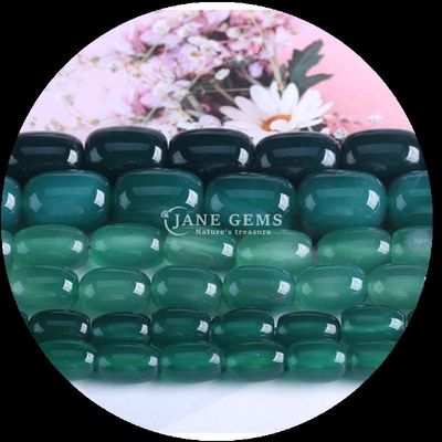 Permata Manik-manik Karnelian Hijau Agate Batu permata kristal alami Barel Bentuk Untaian manik-manik longgar untuk pembuatan perhiasan