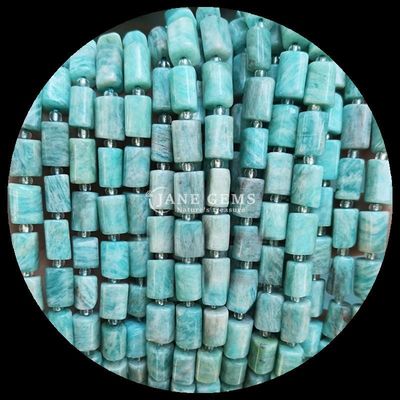 Batu permata manik-manik kristal alami Aquamarine Prehnite Batu permata berfacet Bentuk silinder Strands manik longgar untuk pembuatan perhiasan