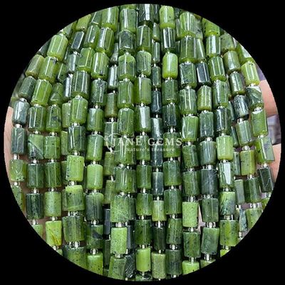 Batu permata manik-manik kristal alami Aquamarine Prehnite Batu permata berfacet Bentuk silinder Strands manik longgar untuk pembuatan perhiasan