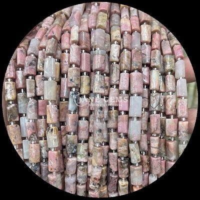 Batu permata manik kristal alami Apatit Rhodonite Batu permata berfacet Bentuk silinder
