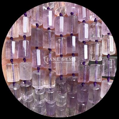 Batu permata manik kristal alami Apatit Rhodonite Batu permata berfacet Bentuk silinder