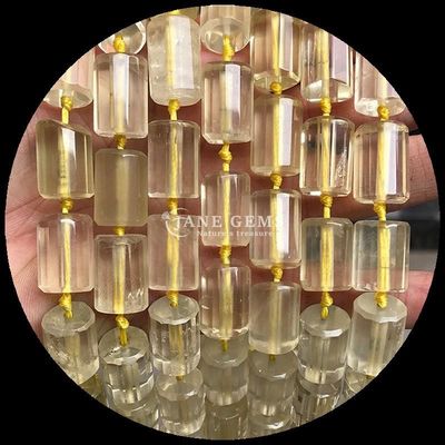 Batu permata manik kristal alami Apatit Rhodonite Batu permata berfacet Bentuk silinder