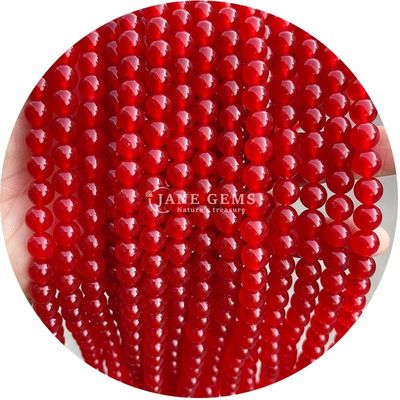 Lavender Chalcedony Merah Cerah Chalcedony Bulat Bertebaran Manik-manik Produk Semi Finished DIY Perhiasan Aksesoris