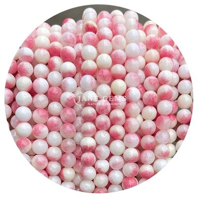 Polished Smooth Hetian White Jade Chalcedony Light Peach Chalcedony Loose Beads Untuk DIY Jewelry Making