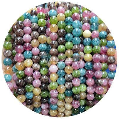 Bercampur Jade Bulat Kalsedoni Batu Manik-manik Penyembuhan Kristal Batu Alam Perhiasan DIY
