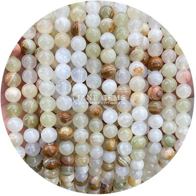 Bercampur Jade Bulat Kalsedoni Batu Manik-manik Penyembuhan Kristal Batu Alam Perhiasan DIY