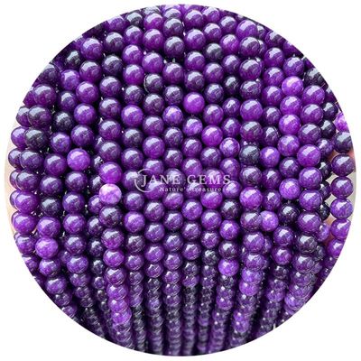 Jade Bulat Warna Kalsedoni Batu Manik-manik Penyembuhan Kristal Batu Alam Lolos Manik-manik Untuk Membuat Perhiasan DIY