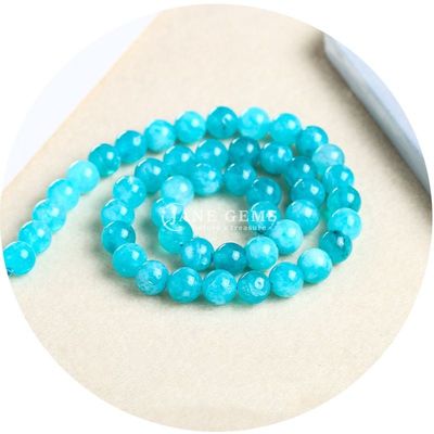Xinjiang Kalcedony Bead Strands Batu Bentuk Bulat untuk Perhiasan dalam Warna Amazonite