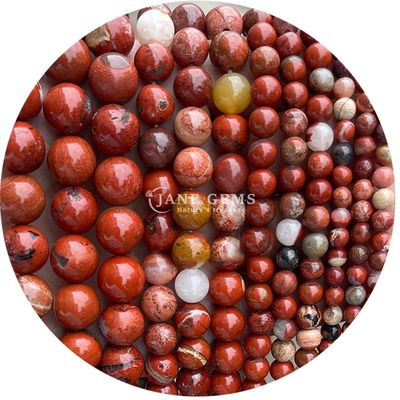 Perhiasan Kristal buatan tangan Kerajinan DIY Bulat Manik-manik Jasper Merah untuk Gelang Kalung