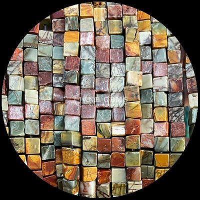 Bentuk kubus persegi Batu permata alami manik merah pirus hitam agate lepas manik untaian Untuk perhiasan DIY