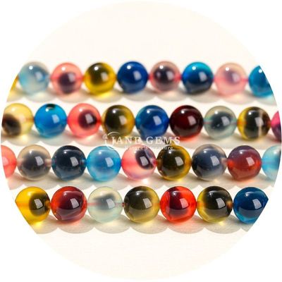 Rainbow Sugar Agate Loose Beads Round Beads DIY Perhiasan Aksesoris Manik-manik Untuk Membuat Hadiah