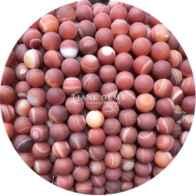 Natural Red Stripe Agate Bead Sardonyx Agate Matte Round Loose Beads untuk pembuatan perhiasan