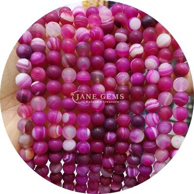 Natural Red Stripe Agate Bead Sardonyx Agate Matte Round Loose Beads untuk pembuatan perhiasan