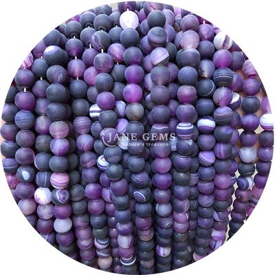 Natural Red Stripe Agate Bead Sardonyx Agate Matte Round Loose Beads untuk pembuatan perhiasan