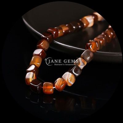 Bentuk kubus persegi batu permata alami manik-manik jeruk nipis batu giok Rhodonite untaian manik longgar untuk penyembuhan dan perhiasan DIY